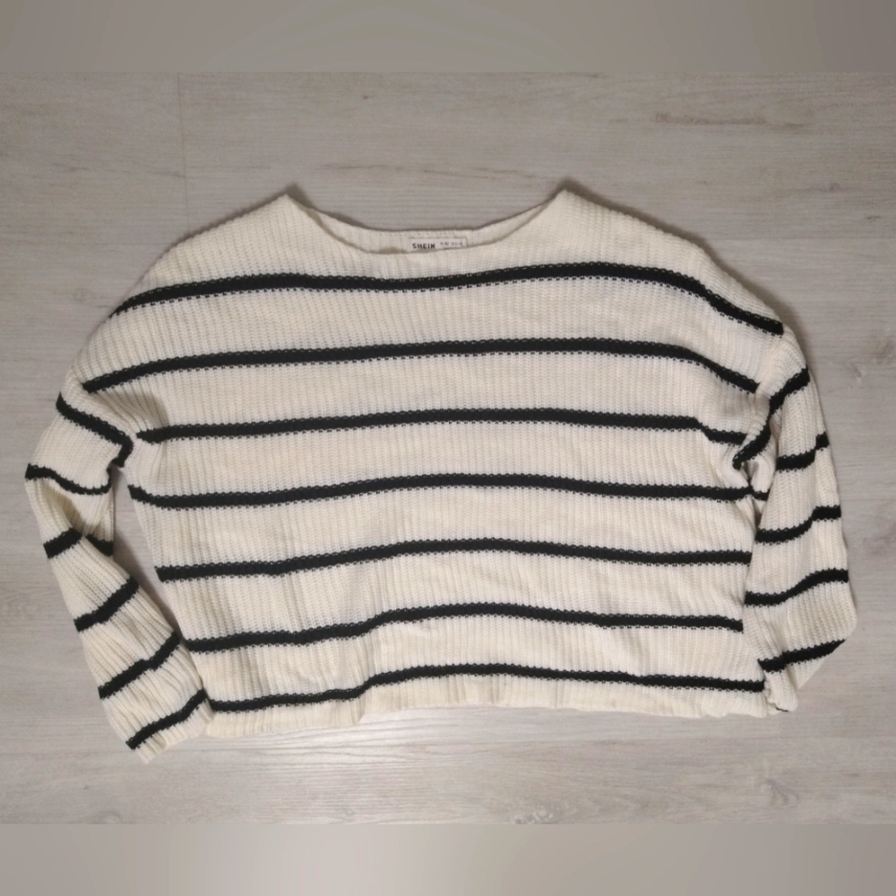 Shein cream striped sweater